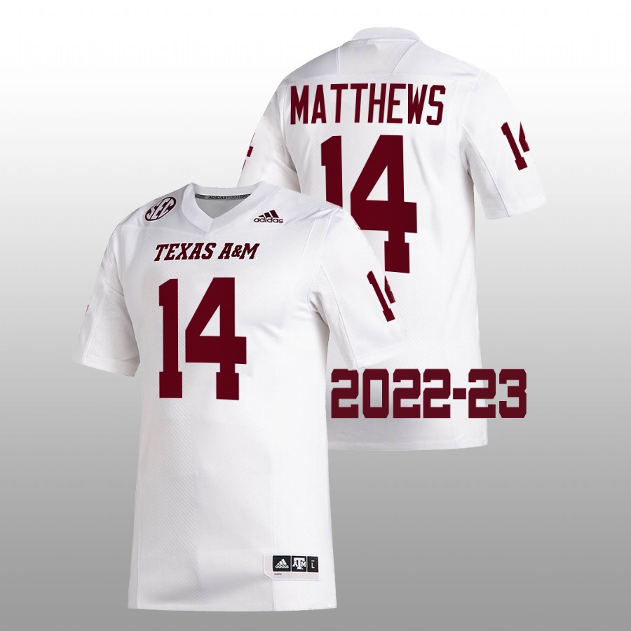 men texas a&m aggies jacoby matthews 2022 23 college football white jersey