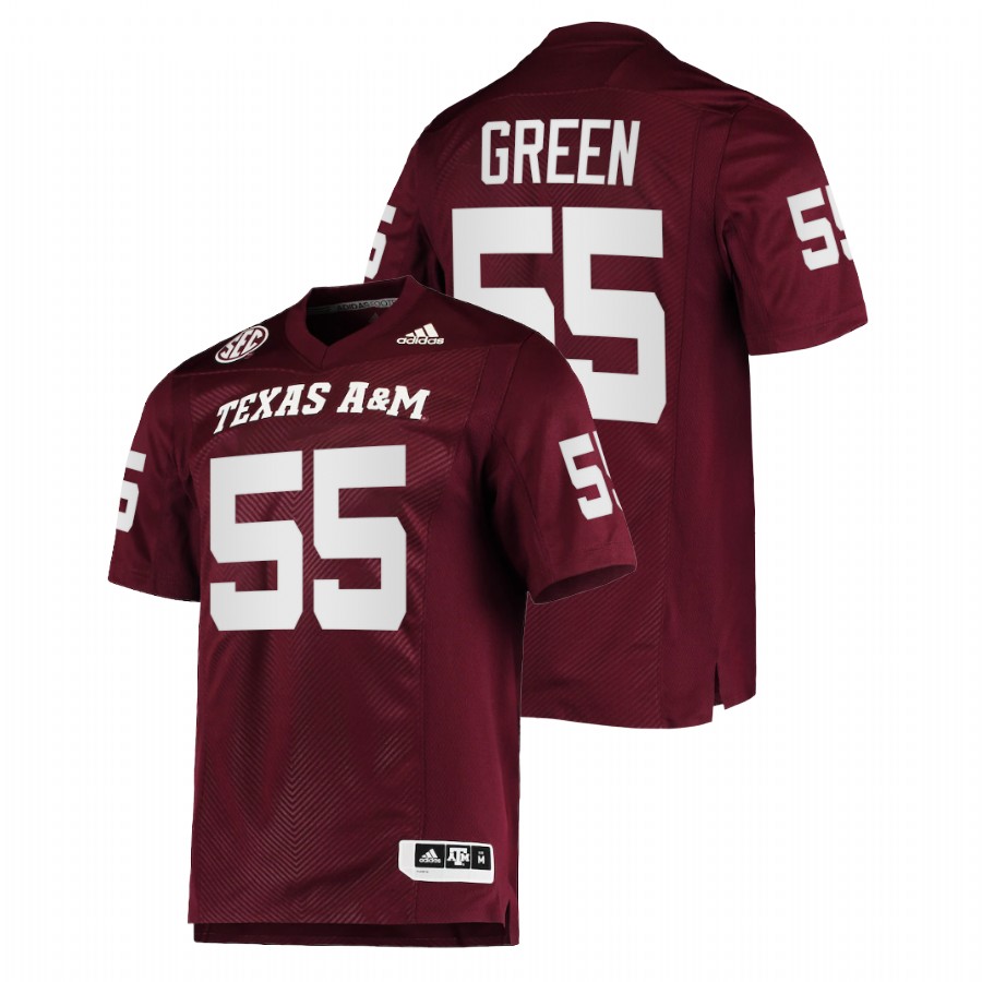 men texas a&m aggies kenyon green college football maroon jersey