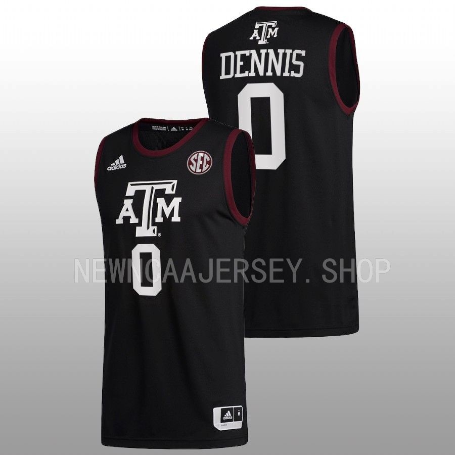men texas am aggies dexter dennis 2022 23 college basketball black jersey
