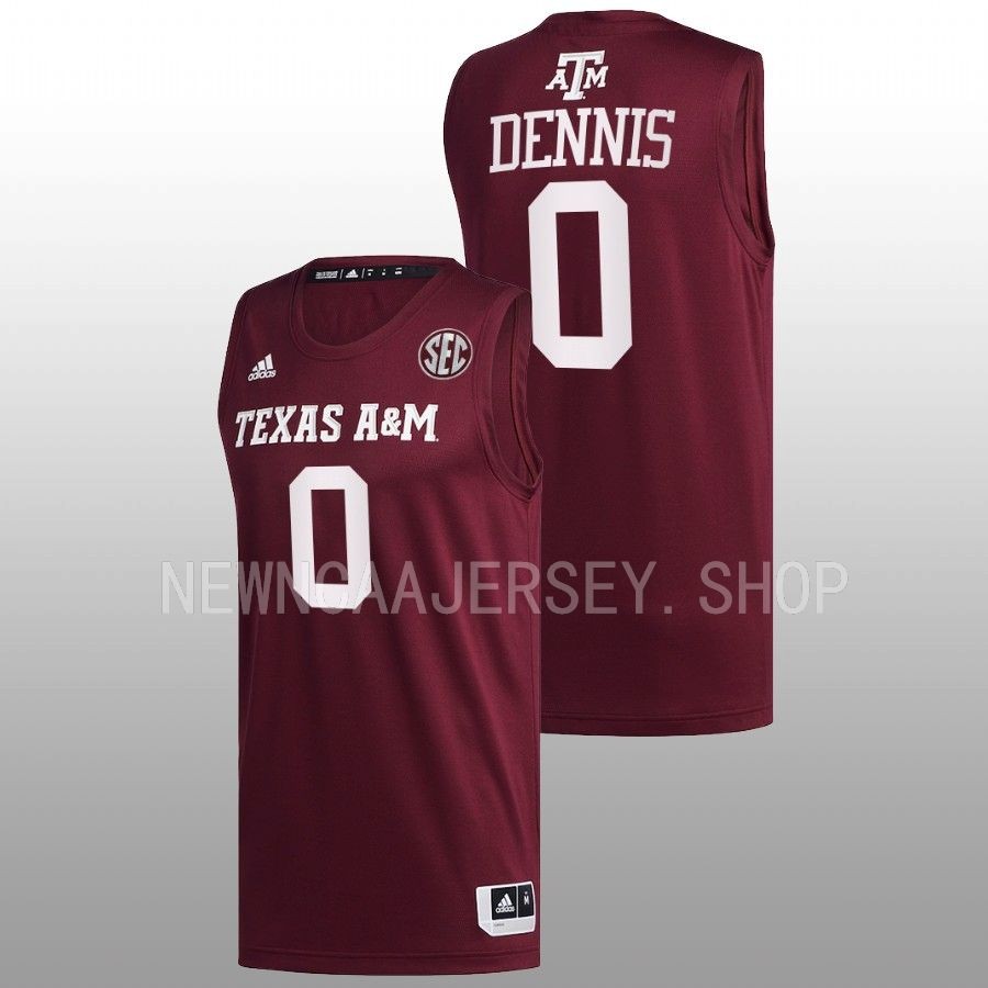 men texas am aggies dexter dennis 2022 23 college basketball maroon jersey