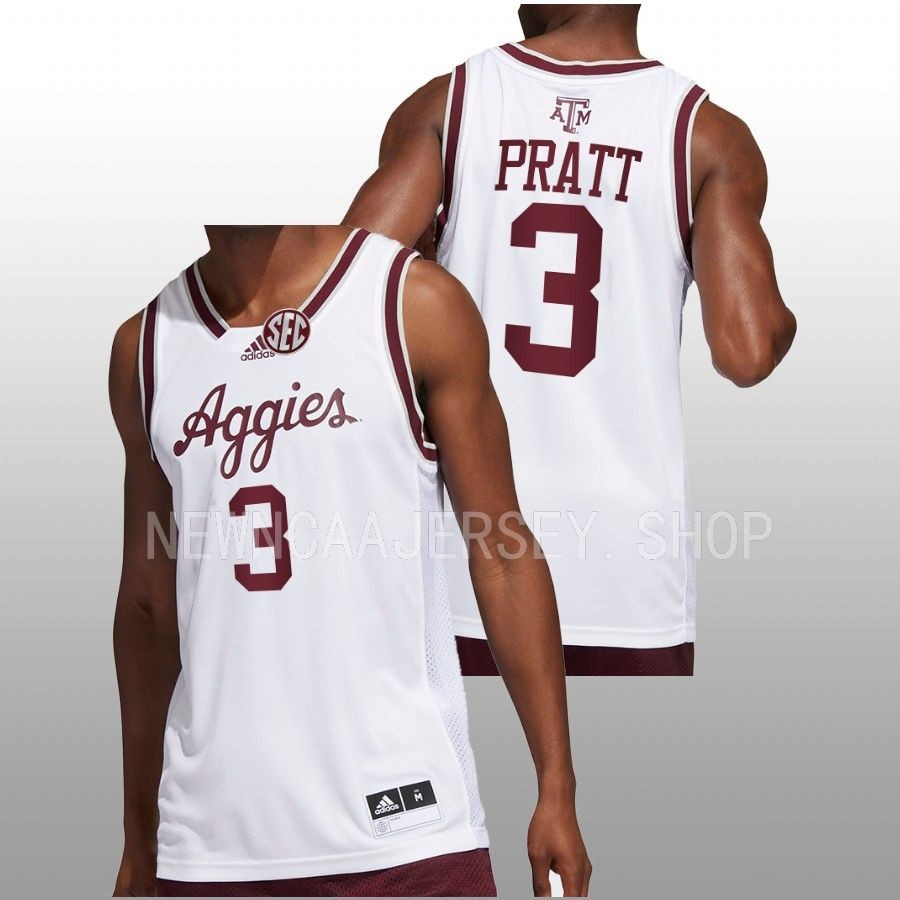 men texas am aggies erik pratt 2022 23 college basketball white jersey