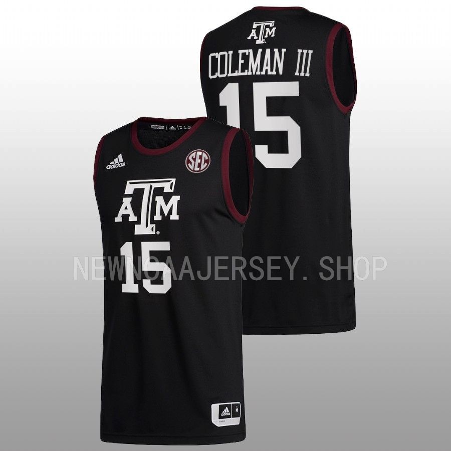men texas am aggies henry coleman iii 2022 23 college basketball black jersey