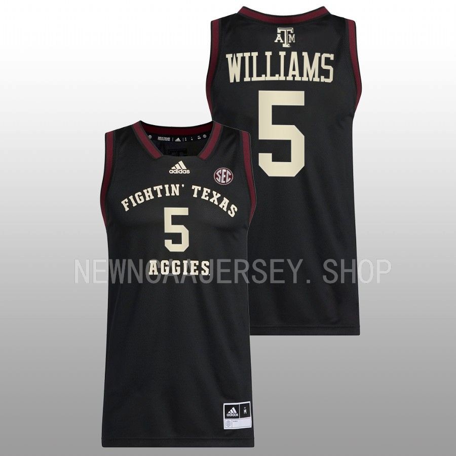 men texas am aggies jordan williams 2022 23 swingman basketball black jersey