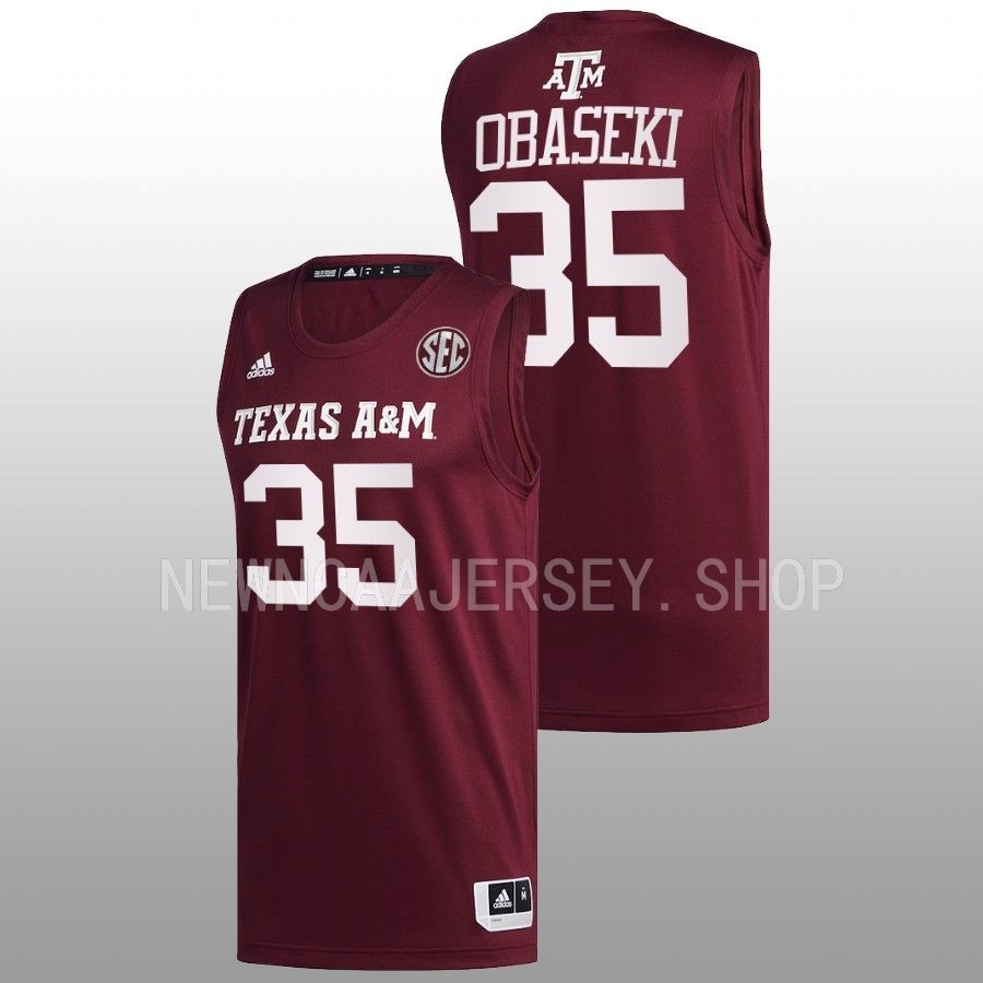 men texas am aggies manny obaseki 2022 23 college basketball maroon jersey