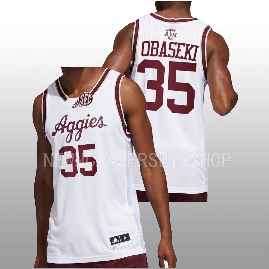 men texas am aggies manny obaseki 2022 23 college basketball white jersey