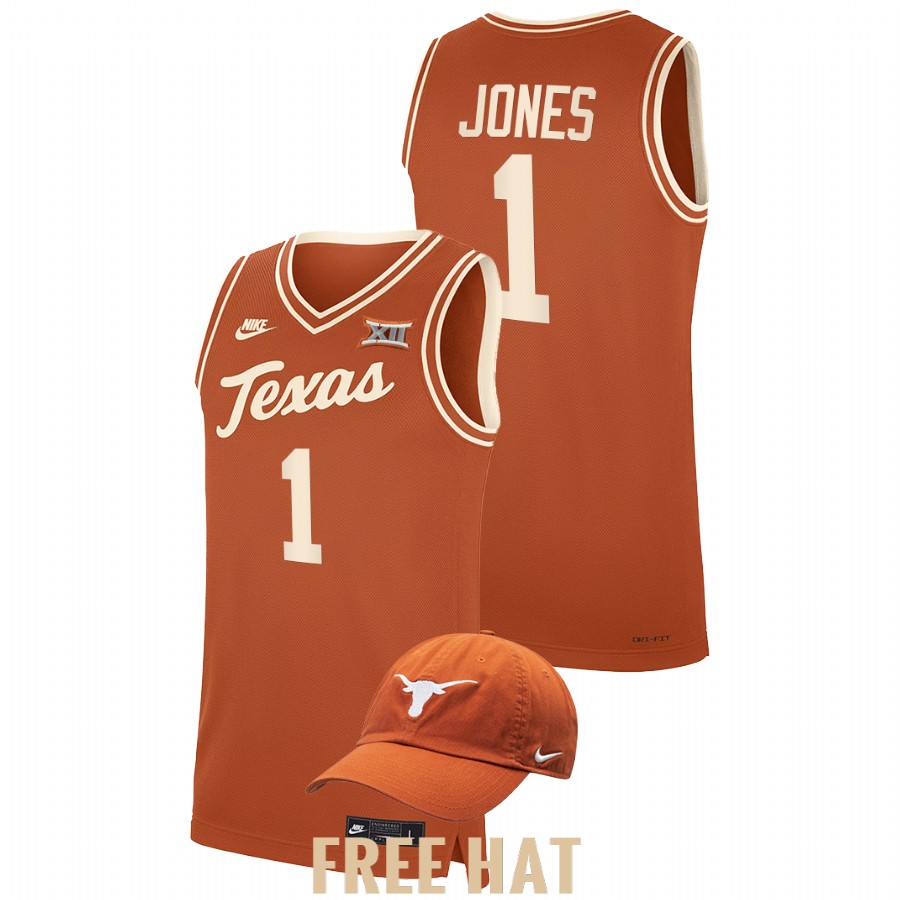 men texas longhorns andrew jones 2021 22 throwback college basketball orange jersey
