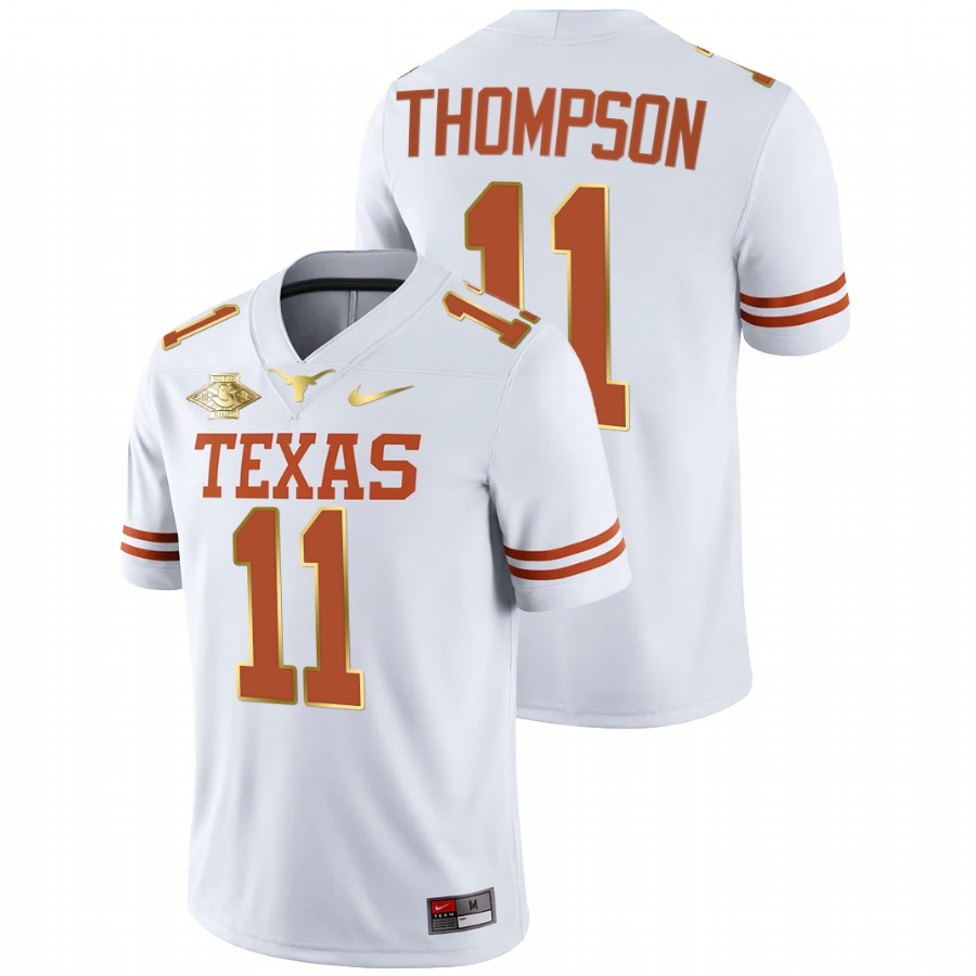 men texas longhorns casey thompson white 2021 red river showdown golden edition jersey