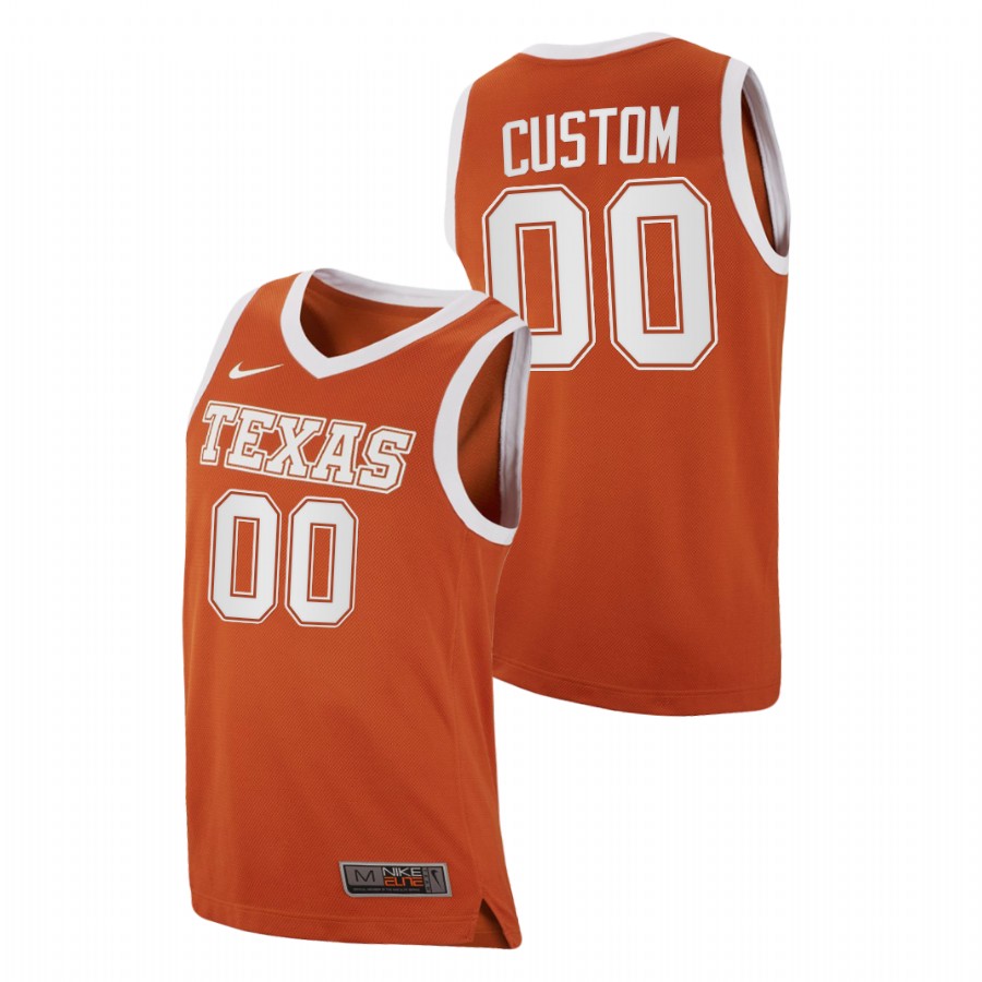 men texas longhorns custom 2020 21 college basketball replica orange jersey