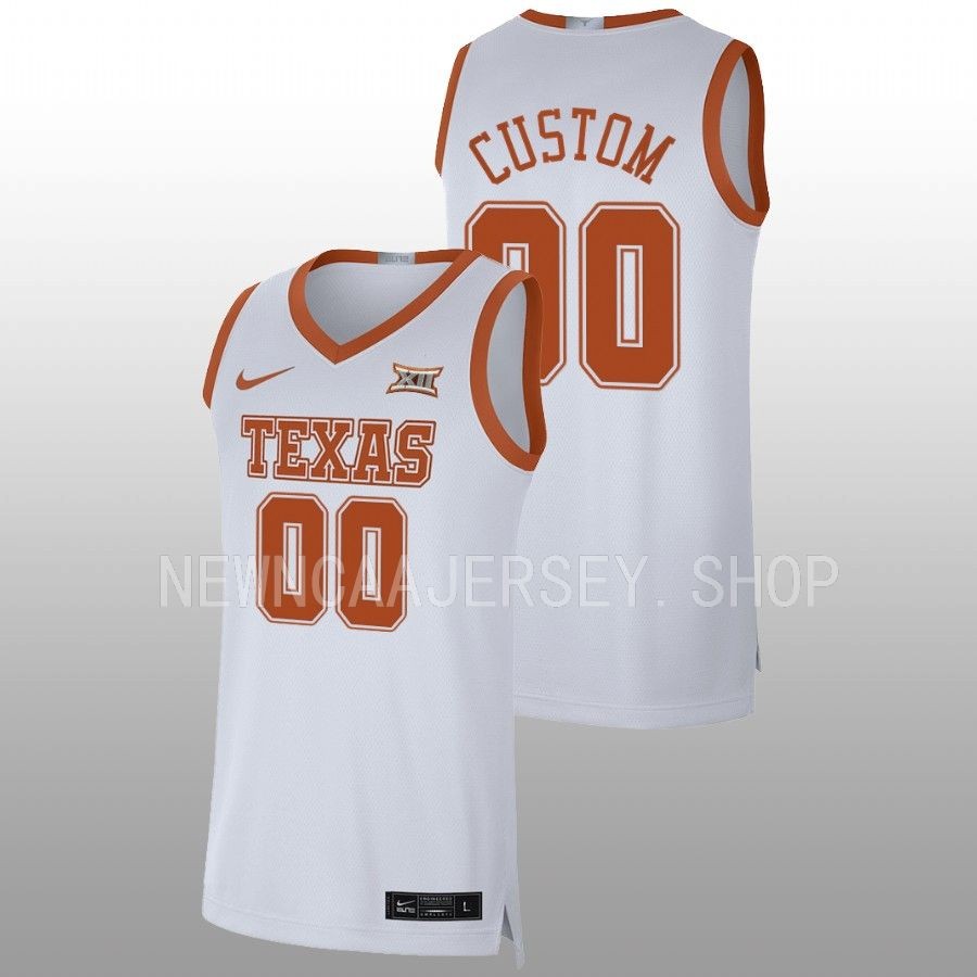 men texas longhorns custom 2022 23 limited basketball white jersey