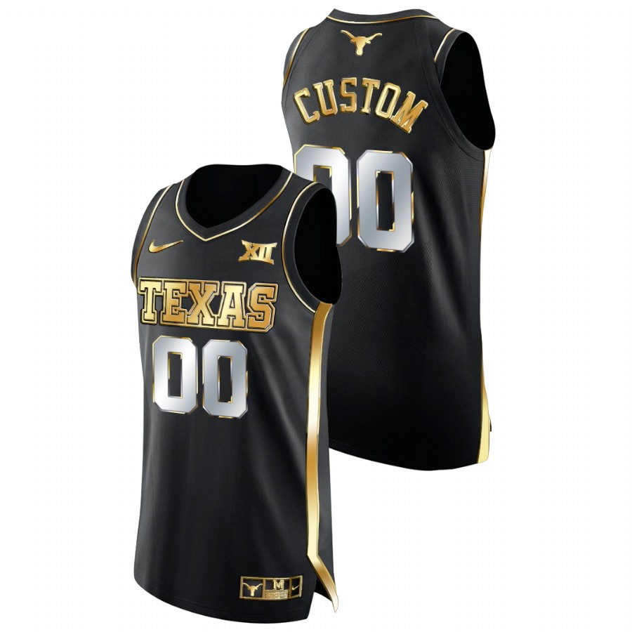 men texas longhorns custom college basketball golden edition black jersey