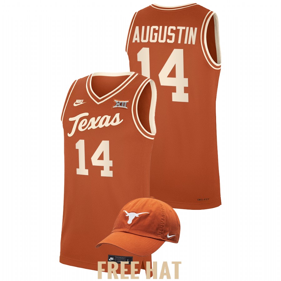 men texas longhorns d.j. augustin nba alumni throwback orange jersey