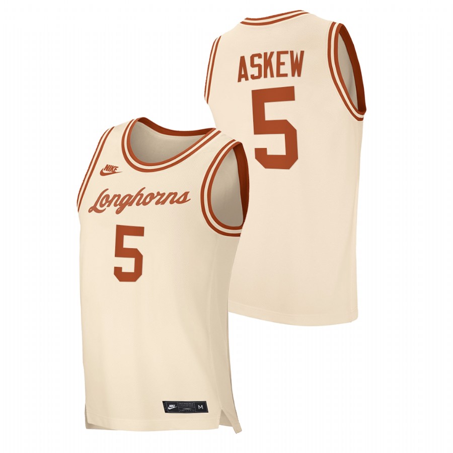 men texas longhorns devin askew 2021 top transfers retro white jersey