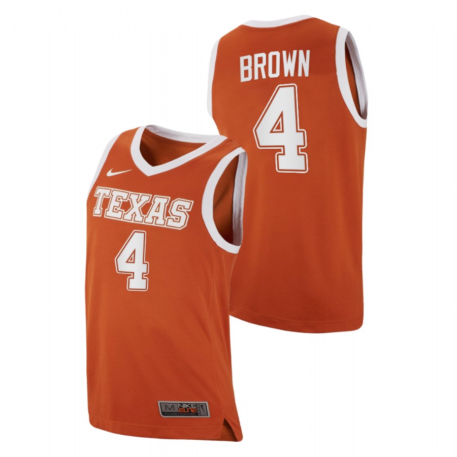 men texas longhorns greg brown 2020 21 college basketball replica orange jersey