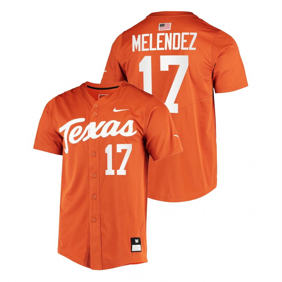 men texas longhorns ivan melendez orange college baseball full button jersey