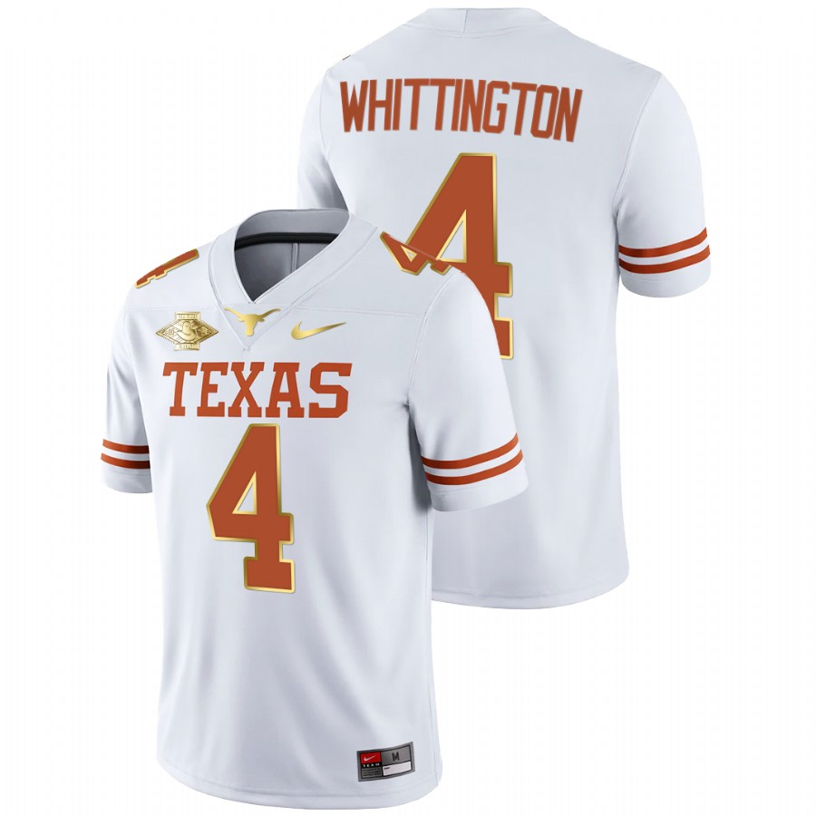 men texas longhorns jordan whittington white 2021 red river showdown golden edition jersey