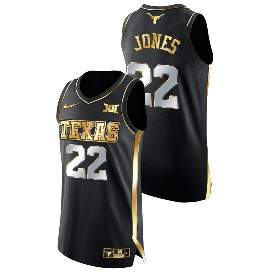 men texas longhorns kai jones college basketball golden edition black jersey