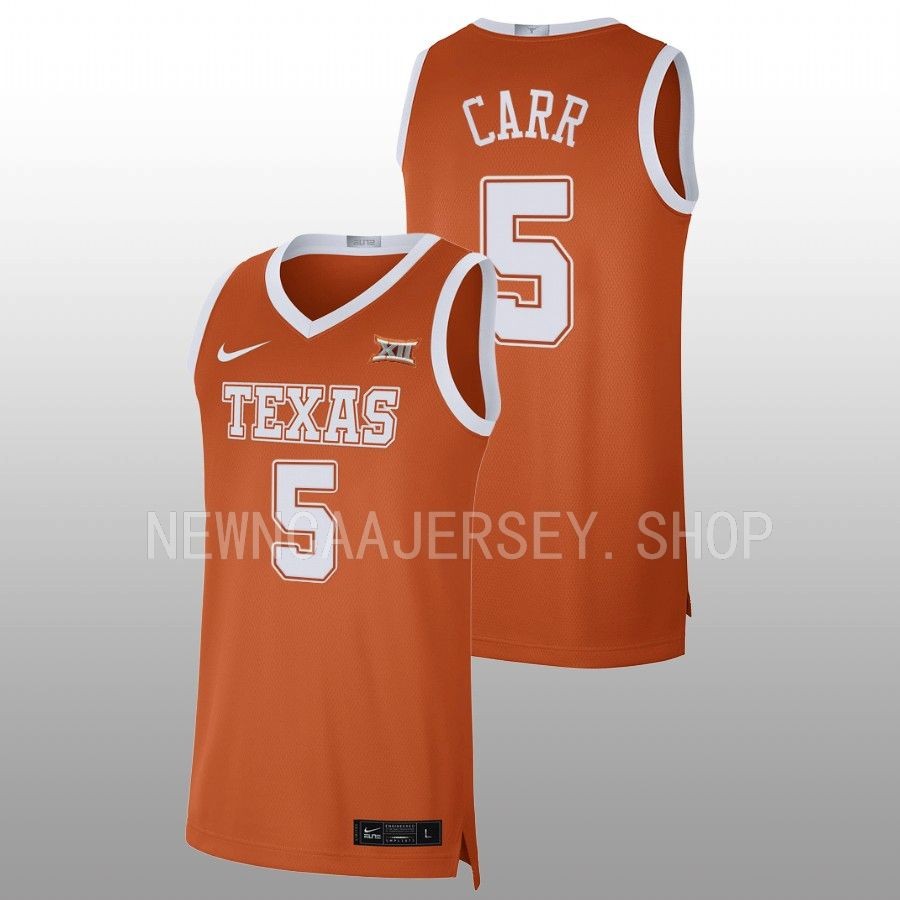 men texas longhorns marcus carr 2022 23 limited basketball orange jersey