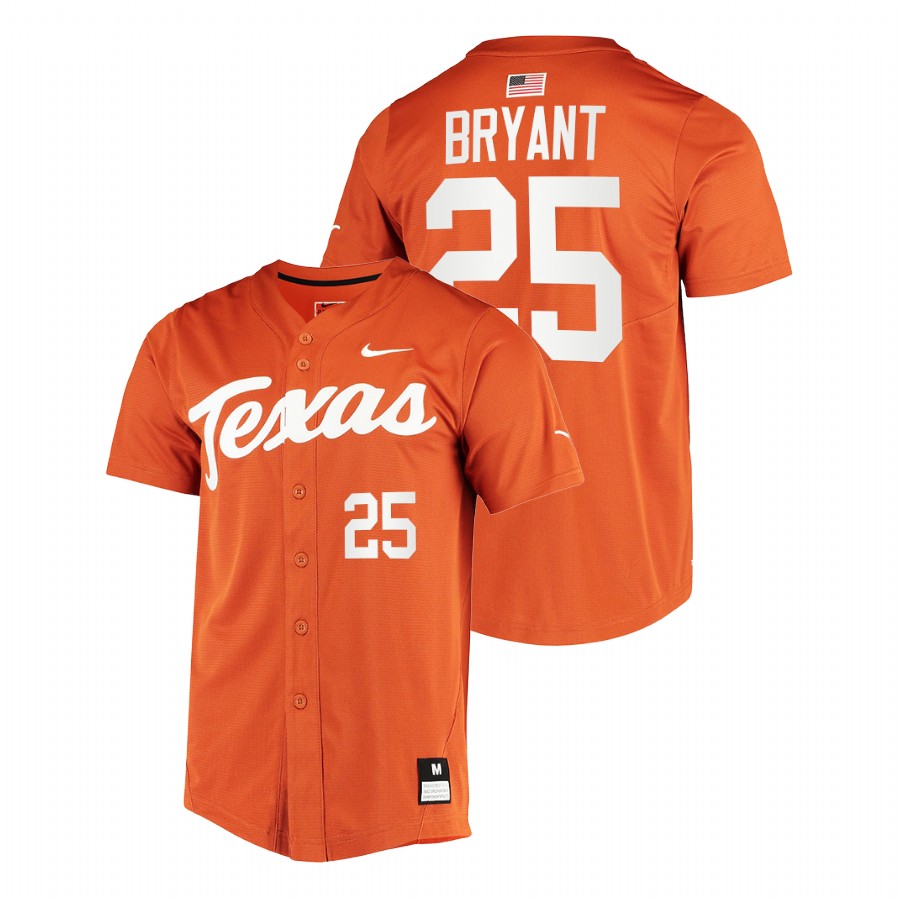 men texas longhorns scott bryant orange college baseball full button jersey