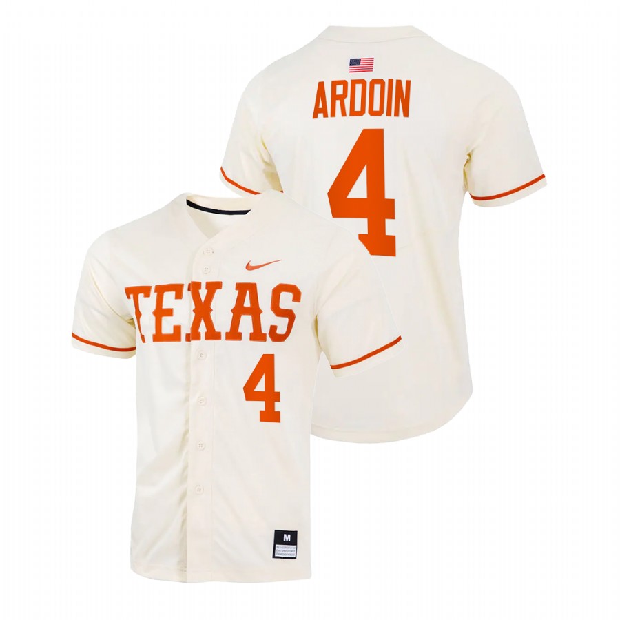 men texas longhorns silas ardoin natural college baseball full button jersey