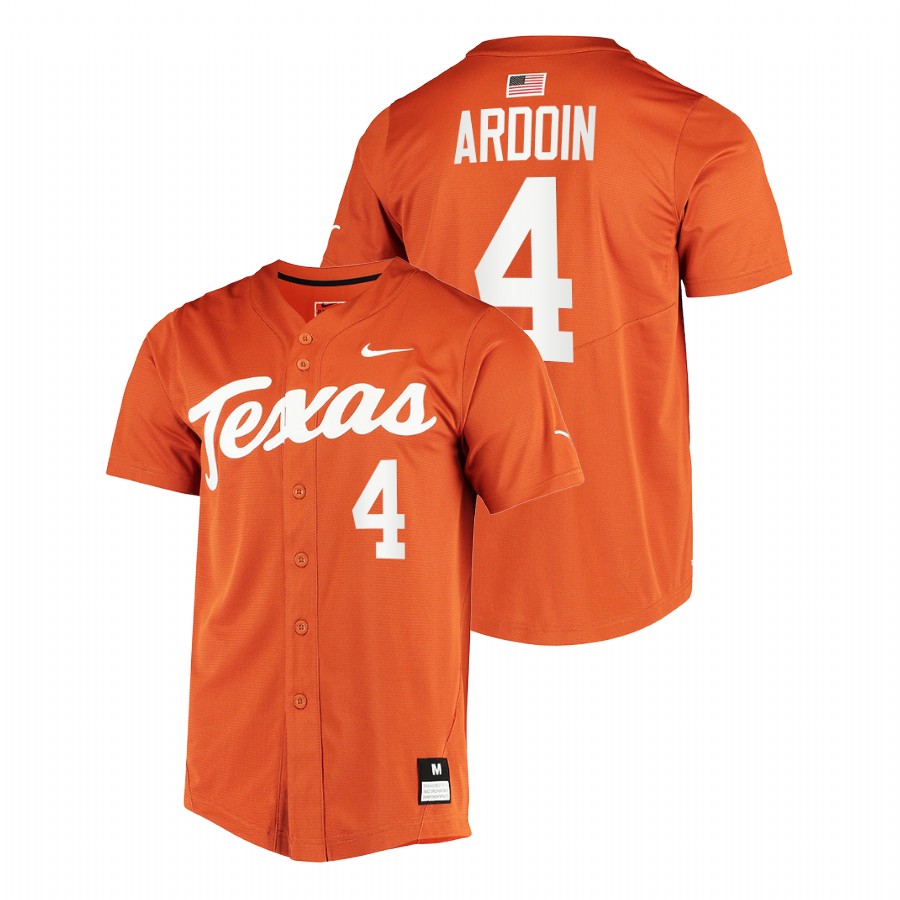 men texas longhorns silas ardoin orange college baseball full button jersey