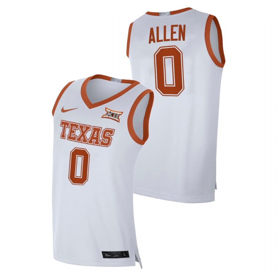 men texas longhorns timmy allen home 2021 transfer white jersey