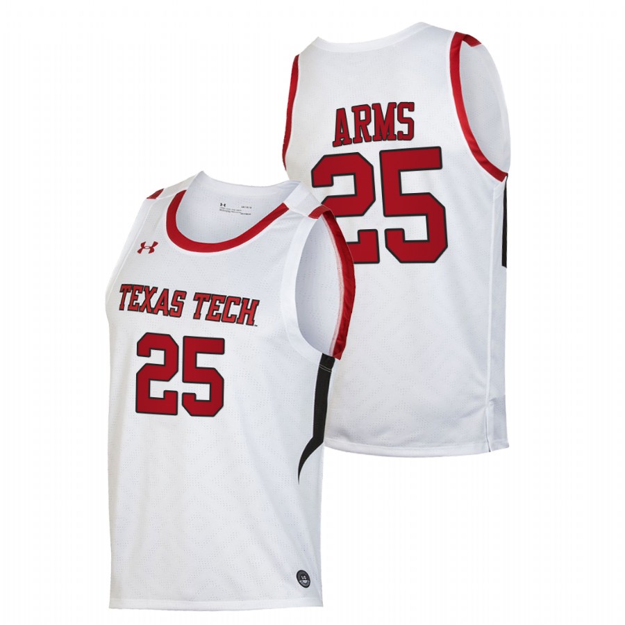 men texas tech red raiders adonis arms 2022 replica college basketball white jersey