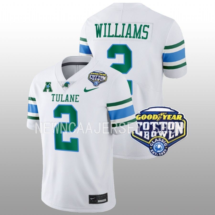 men tulane green wave dorian williams white 2023 cotton bowl college football playoff jersey