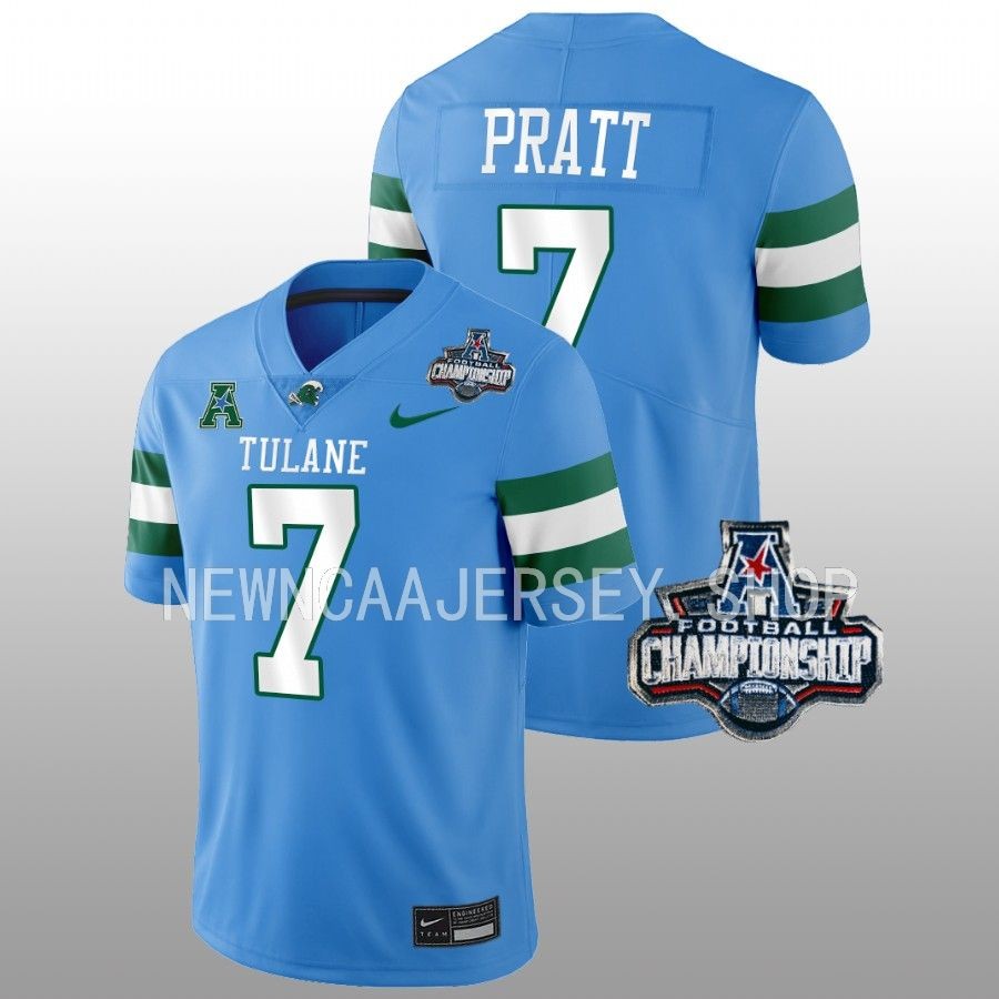 men tulane green wave michael pratt blue 2022 acc championship football jersey