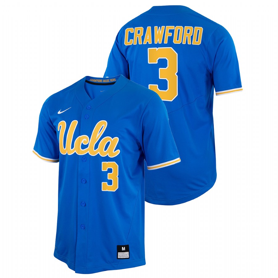 men ucla bruins brandon crawford royal 2022college baseball full button jersey