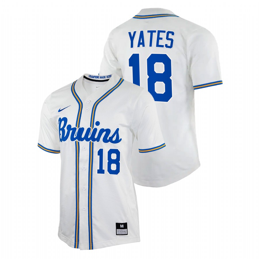 men ucla bruins carson yates white college baseball replica jersey