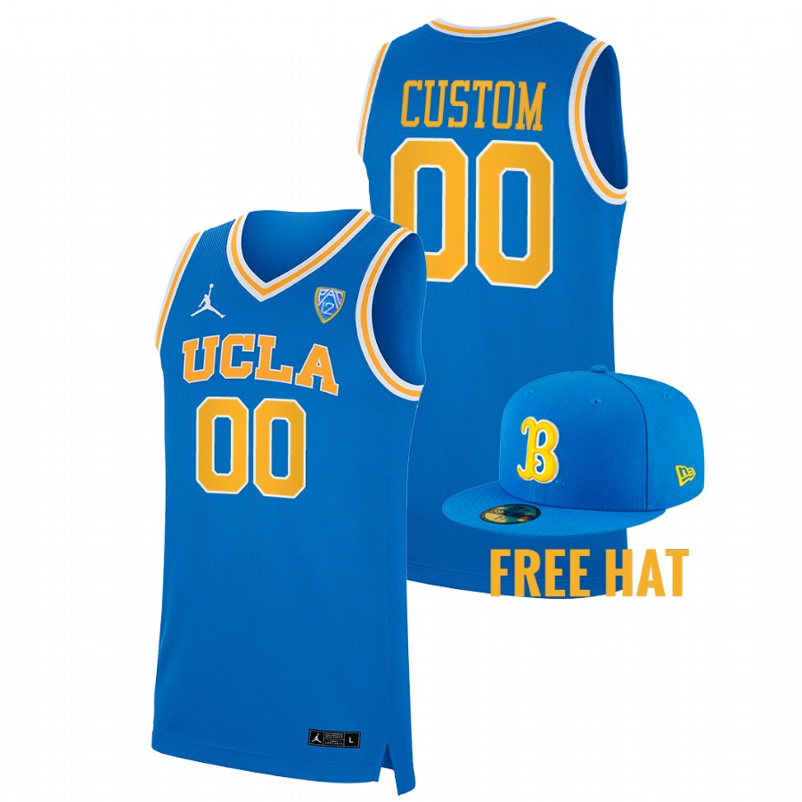 men ucla bruins custom 2022 23 free hat college basketball blue jersey