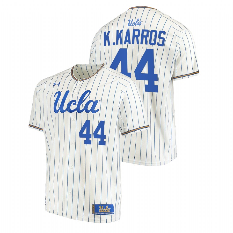 men ucla bruins kyle karros white 2022college baseball stripes jersey