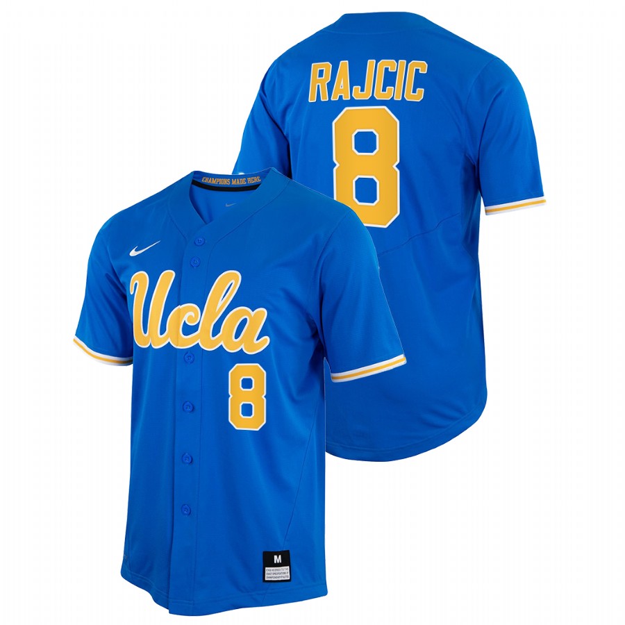 men ucla bruins max rajcic royal 2022college baseball full button jersey