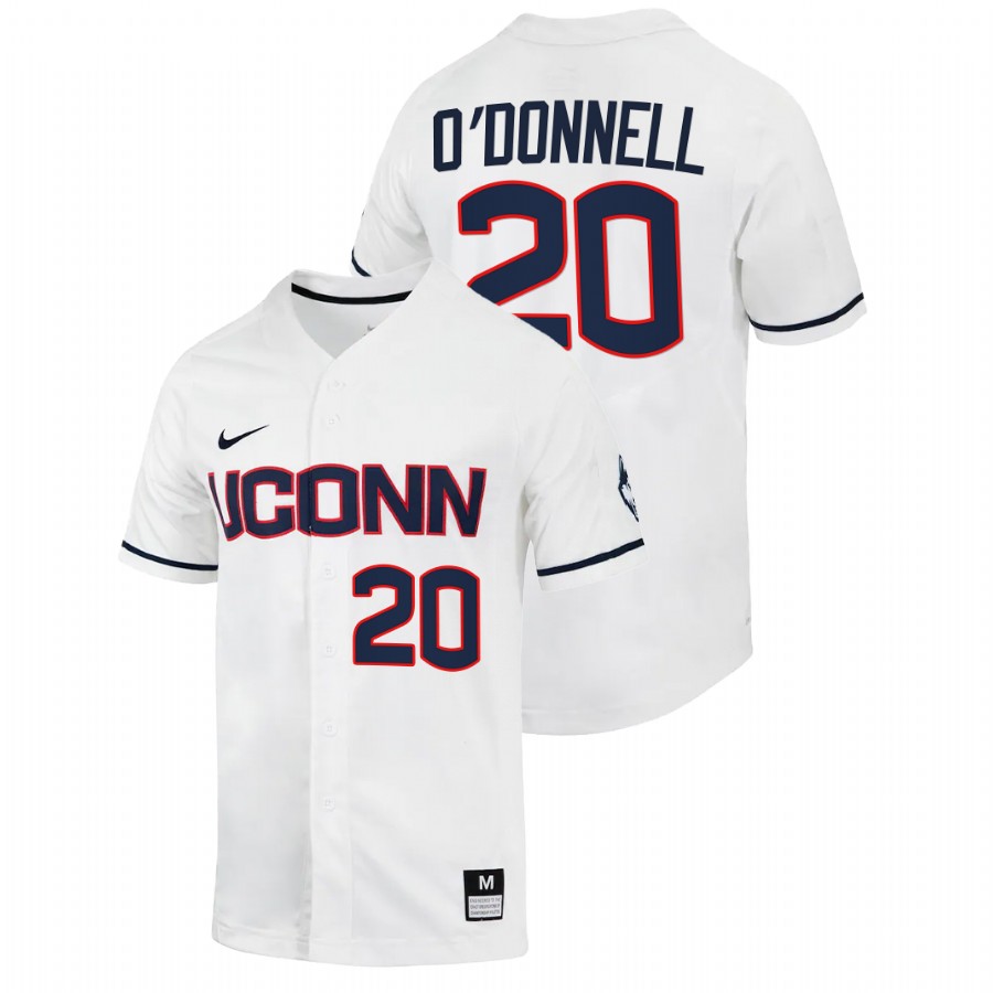 men uconn huskies brendan o'donnell white 2022college baseball full button jersey