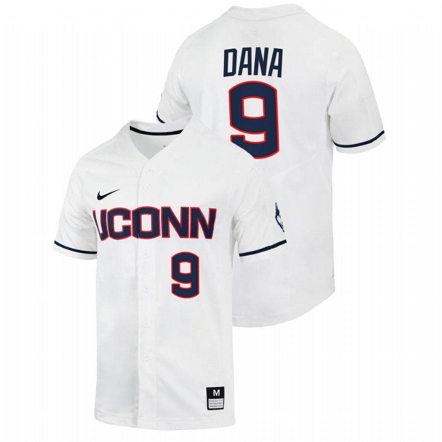 men uconn huskies casey dana white 2022college baseball full button jersey