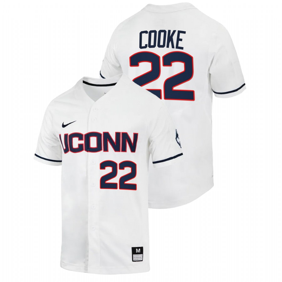 men uconn huskies ian cooke white 2022college baseball full button jersey