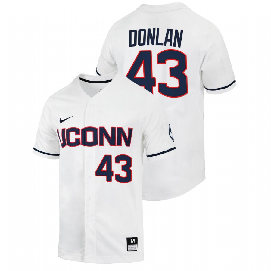men uconn huskies matt donlan white 2022college baseball full button jersey