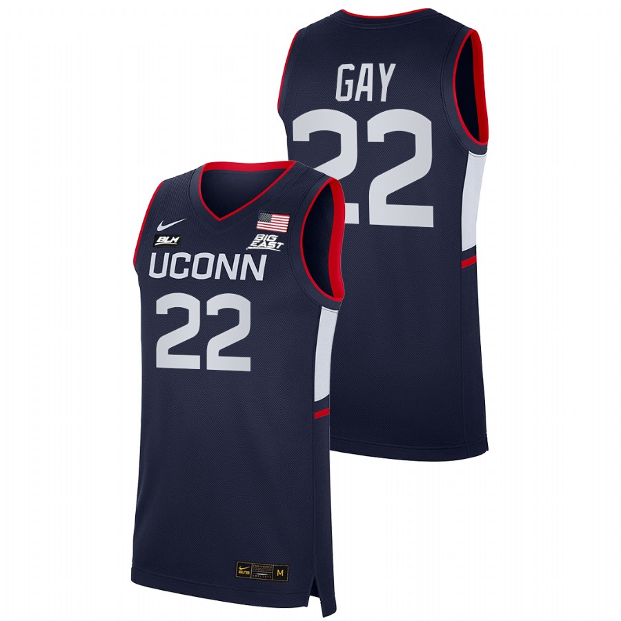 men uconn huskies rudy gay 2021 22 alumni college basketball navy jersey
