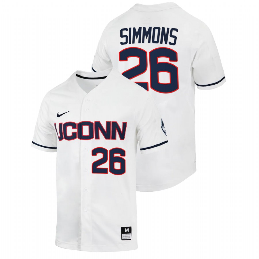 men uconn huskies t.c. simmons white 2022college baseball full button jersey