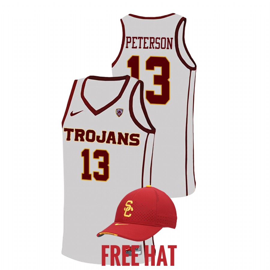 men usc trojans drew peterson 2021 22 free hat college basketball white jersey