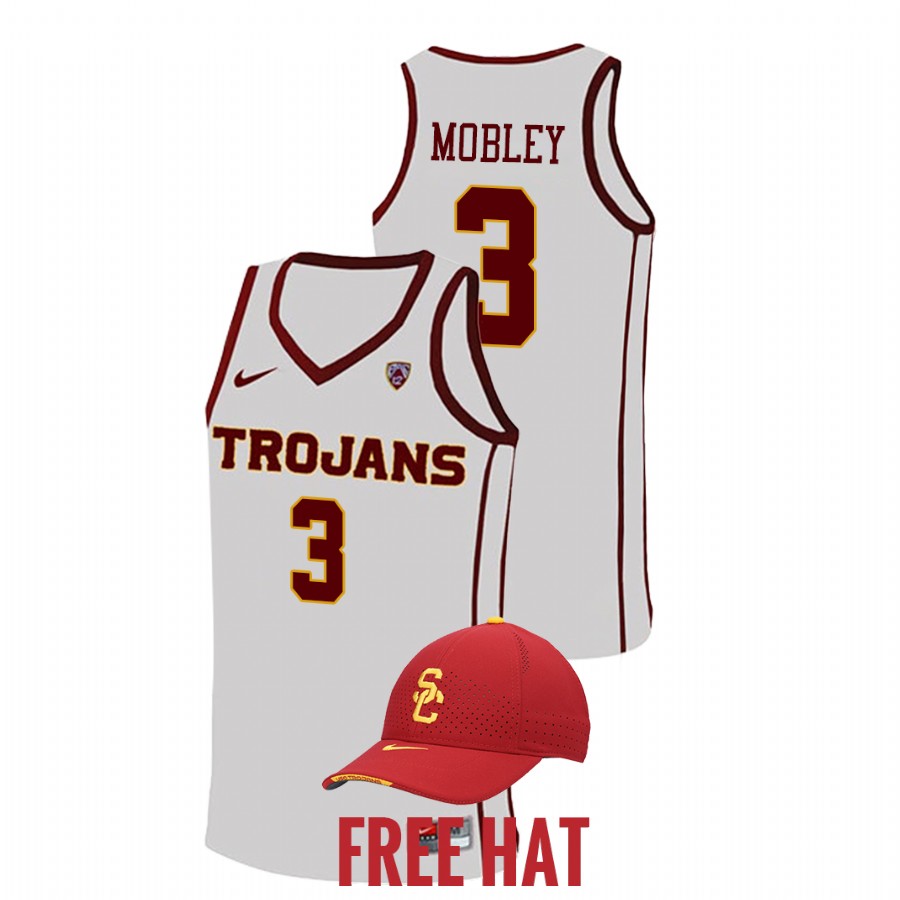 men usc trojans isaiah mobley 2021 22 free hat college basketball white jersey