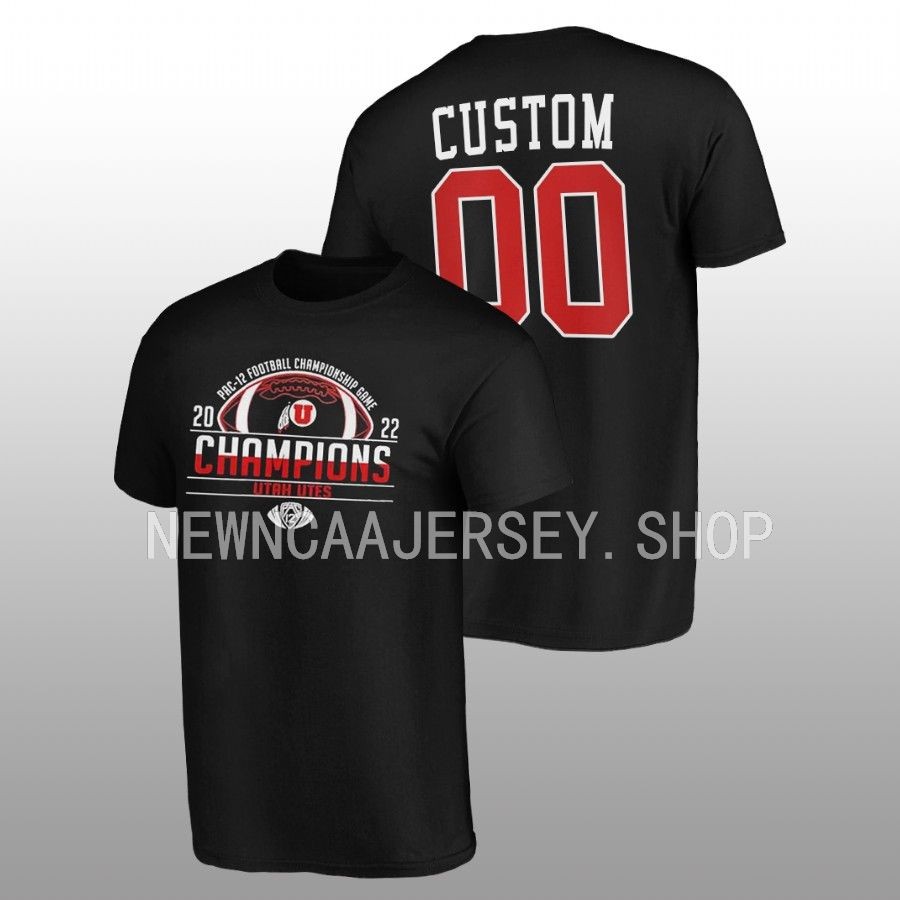 men utah utes 2022 pac 12 football championship custom black t shirt