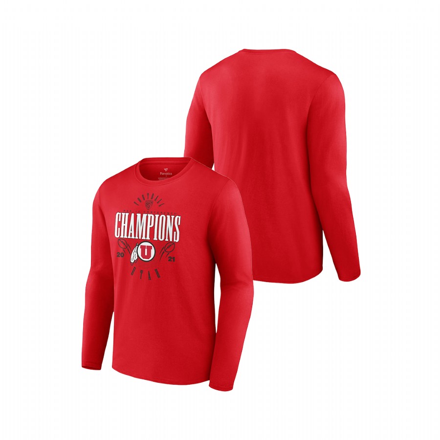 men utah utes red 2021 pac 12 football conference champions long sleeve t shirt