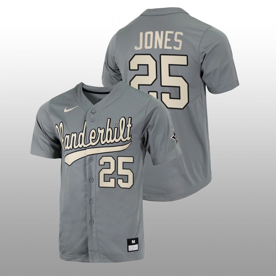 men vanderbilt commodores druw jones charcoal 2022 mlb draft college basketball jersey