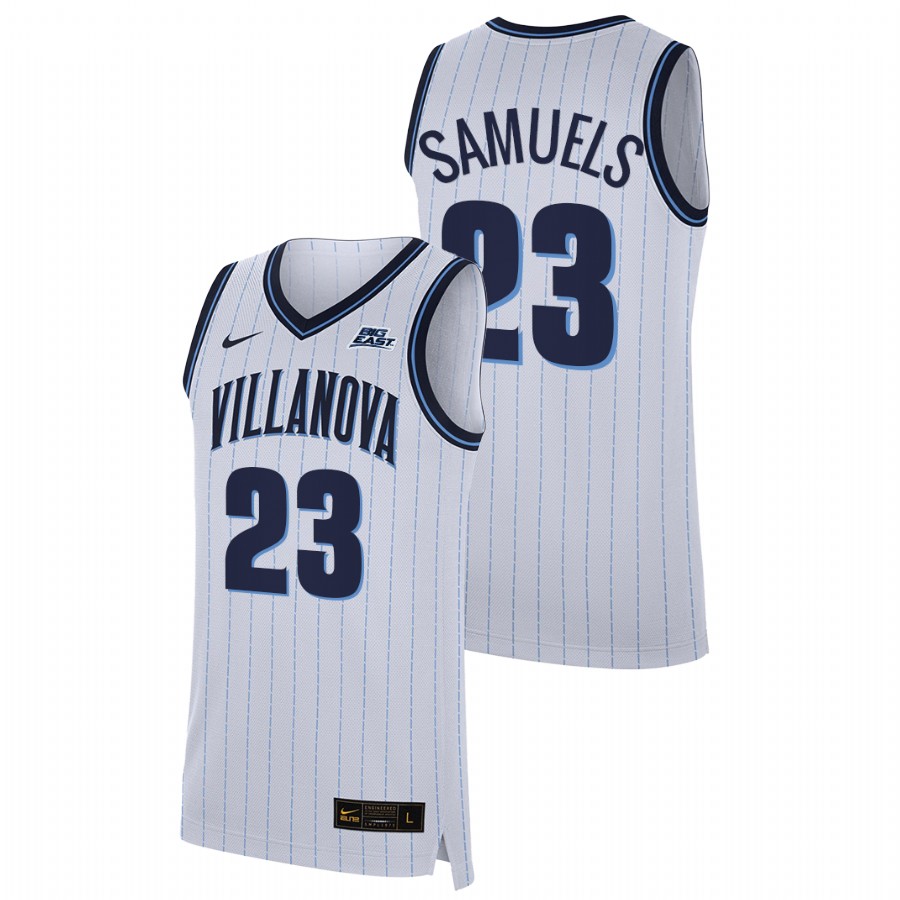 men villanova wildcats jermaine samuels 2021 22 home college basketball white jersey