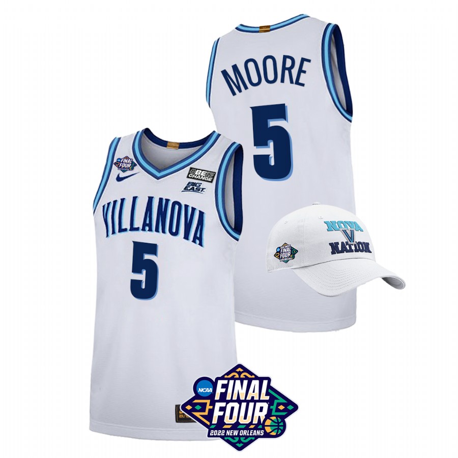 men villanova wildcats justin moore basketball 2022 march madness final four white jersey