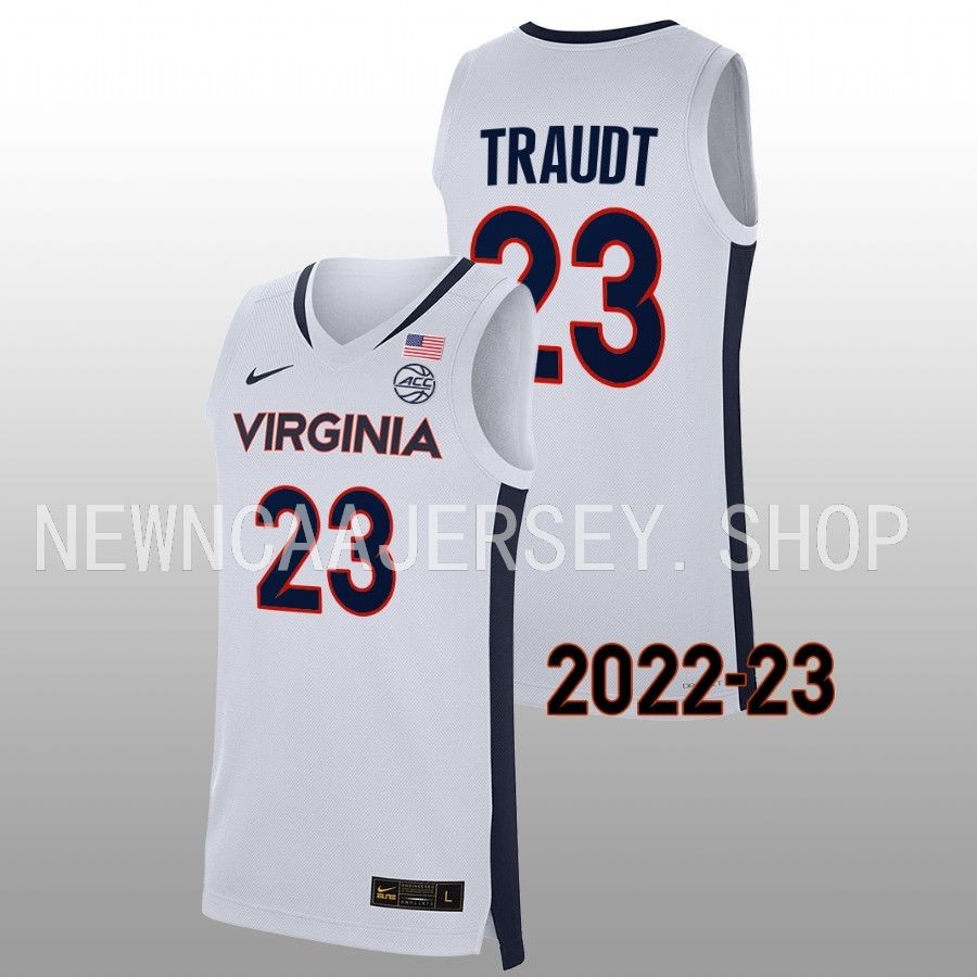 men virginia cavaliers isaac traudt 2022 23 replica college basketball white jersey