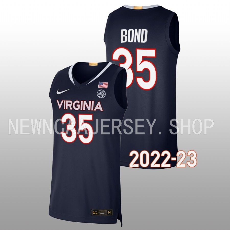 men virginia cavaliers leon bond 2022 23 replica college basketball navy jersey