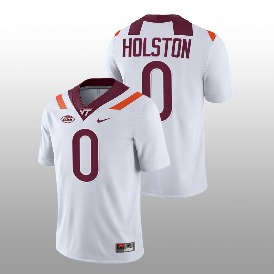 men virginia tech hokies jalen holston 2022 23 nil replica college football white jersey