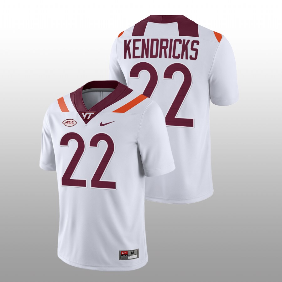 men virginia tech hokies mario kendricks 2022 23 nil replica college football white jersey